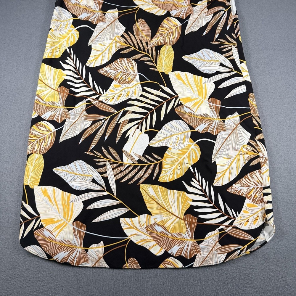 Woolworths T-Shirt Dress Womens Small Black Tropical Leaf Print Knee Length - Picture 12 of 13